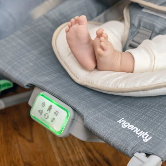 Lehátko masážne vibrujúce s melódiou Happy Belly™ Rock-to-Bounce Parker™ 0m+ do 9kg Ingenuity 16853-2