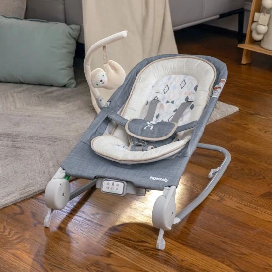 Lehátko masážne vibrujúce s melódiou Happy Belly™ Rock-to-Bounce Parker™ 0m+ do 9kg Ingenuity 16853-2