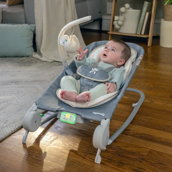 Lehátko masážne vibrujúce s melódiou Happy Belly™ Rock-to-Bounce Parker™ 0m+ do 9kg Ingenuity 16853-2