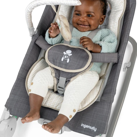Lehátko masážne vibrujúce s melódiou Happy Belly™ Rock-to-Bounce Parker™ 0m+ do 9kg Ingenuity 16853-2