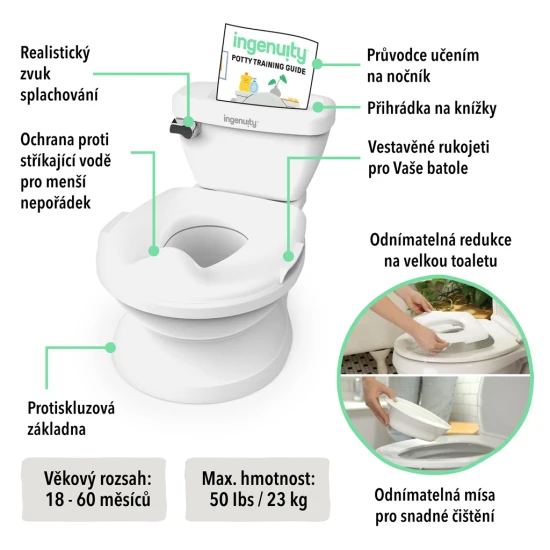 Nočník/toaleta detská so zvukom My Size™ biela Ingenuity 11124-2