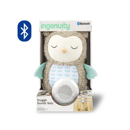 Uspávačik plyšový hudobný sova Nally™ s bluetooth 0m+ Ingenuity 12477-4