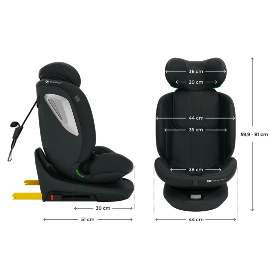 Autosedačka i-Grow 2 Plus (40-150 cm) Black Kinderkraft KCIGRO02BLKPL00