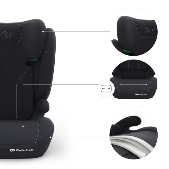 Autosedačka i-Spark 2 Plus i-Size (100-150 cm) Black Kinderkraft KCISPA02BLKPL00