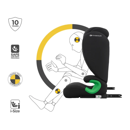 Autosedačka Junior Fix 2 Plus (100-150 cm) Black Kinderkraft KCJUFI20BLKPL0N