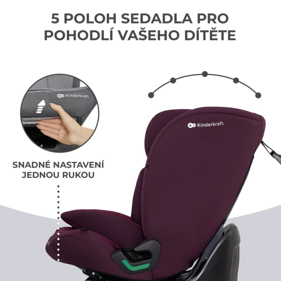 Autosedačka Oneto3 i-Size 76-150cm + Isofix Cherry pearl Kinderkraft KCONE300RED0000