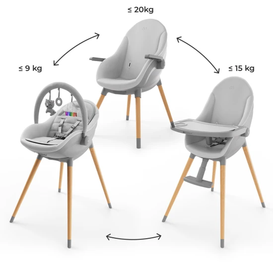 Jedálenská stolička a lehátko Fini Up 2v1 Grey Kinderkraft KHFINIUPGRY0000