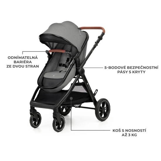 Kočík kombinovaný 3v1 Esme Pro Moonlight Grey Kinderkraft KSESME00GRY300N
