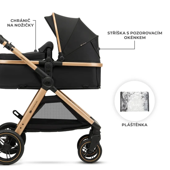 Kočík kombinovaný 3v1 Esme Pro Pure Black Kinderkraft KSESME00BLK300N
