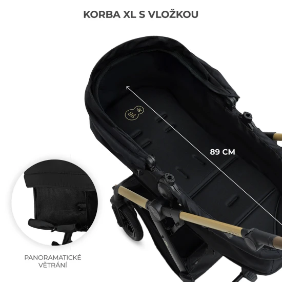 Kočík kombinovaný 3v1 Moov 2 XL Air Black Kinderkraft KSMOOVXLBLK0000