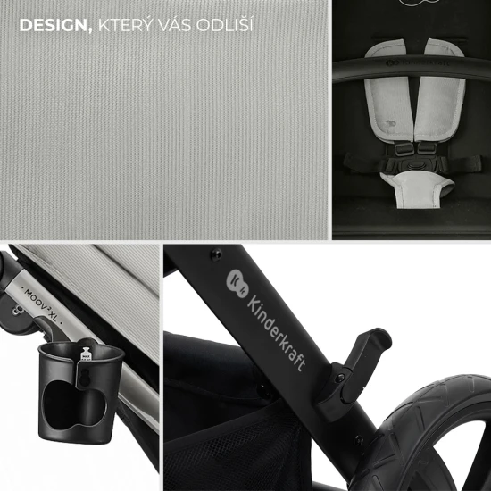 Kočík kombinovaný 3v1 Moov 2 XL Air Grey Kinderkraft KSMOOVXLGRY0000