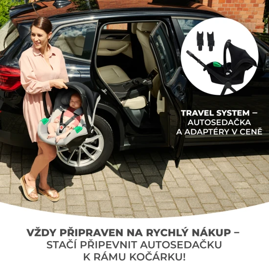 Kočík kombinovaný 3v1 Newly Classic black + Mink PRO Kinderkraft KSNEWL00BLK300I