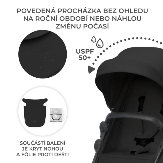 Kočík kombinovaný 3v1 Newly Classic black + Mink PRO Kinderkraft KSNEWL00BLK300I