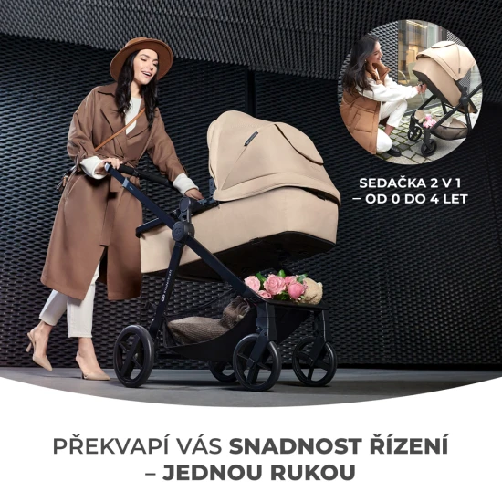 Kočík kombinovaný 3v1 Newly Moonlight grey + Mink PRO Kinderkraft KSNEWL00GRY300I