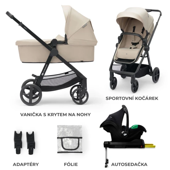Kočík kombinovaný 4v1 Newly Classic Beige + Mink PRO Kinderkraft KSNEWL00BEG400I
