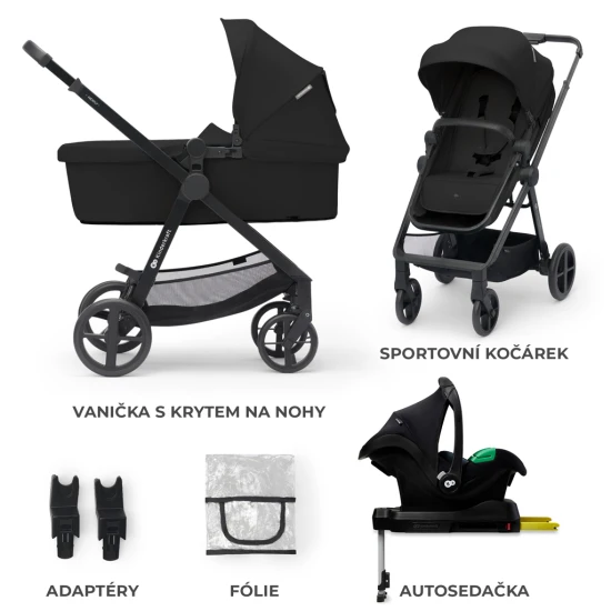 Kočík kombinovaný 4v1 Newly Classic Black + Mink PRO Kinderkraft KSNEWL00BLK400I