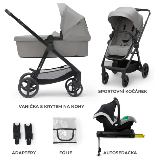 Kočík kombinovaný 4v1 Newly Classic Grey + Mink PRO Kinderkraft KSNEWL00GRY400I