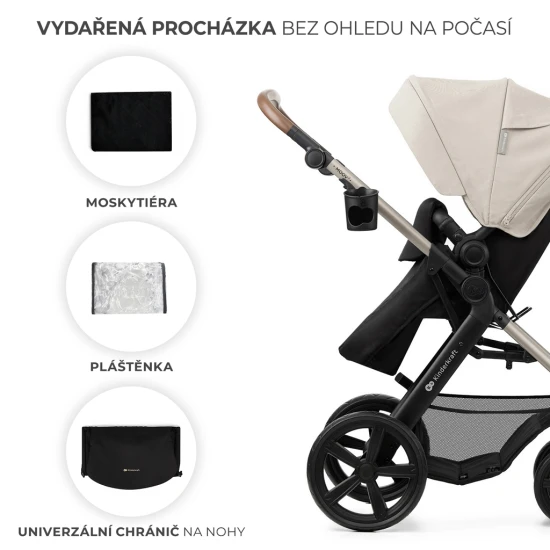 Kočík kombinovaný Moov 2 3v1 Moonlight Grey penové kolesá Kinderkraft KSMOOV02GRYEV00