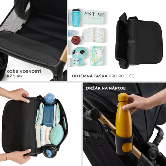 Kočík kombinovaný Moov 2 3v1 Pure Black penové kolesá Kinderkraft KSMOOV02BLKEV00