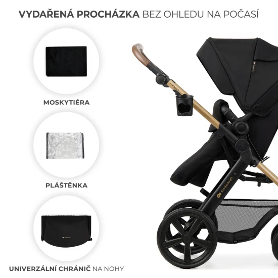 Kočík kombinovaný Moov 2 3v1 Pure Black penové kolesá Kinderkraft KSMOOV02BLKEV00