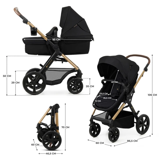 Kočík kombinovaný Moov 2 3v1 Pure Black penové kolesá Kinderkraft KSMOOV02BLKEV00