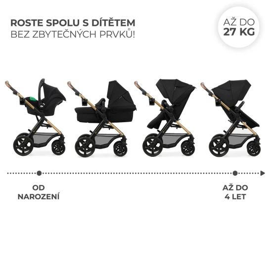 Kočík kombinovaný Moov 2 3v1 Pure Black penové kolesá Kinderkraft KSMOOV02BLKEV00