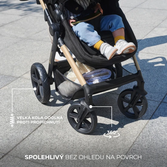 Kočík kombinovaný Moov 2 3v1 Pure Black penové kolesá Kinderkraft KSMOOV02BLKEV00
