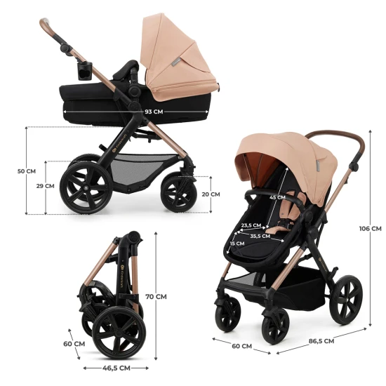 Kočík kombinovaný Moov 2 3v1 Sand Beige penové kolesá Kinderkraft KSMOOV02BEGEV00