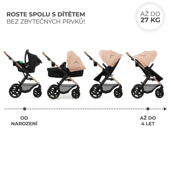 Kočík kombinovaný Moov 2 3v1 Sand Beige penové kolesá Kinderkraft KSMOOV02BEGEV00