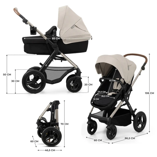 Kočík kombinovaný Moov 2 Air 3v1 Moonlight Grey Kinderkraft KSMOOV02GRY0000