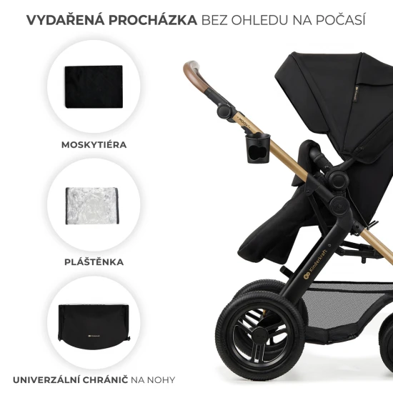 Kočík kombinovaný Moov 2 Air 3v1 Pure Black Kinderkraft KSMOOV02BLK0000