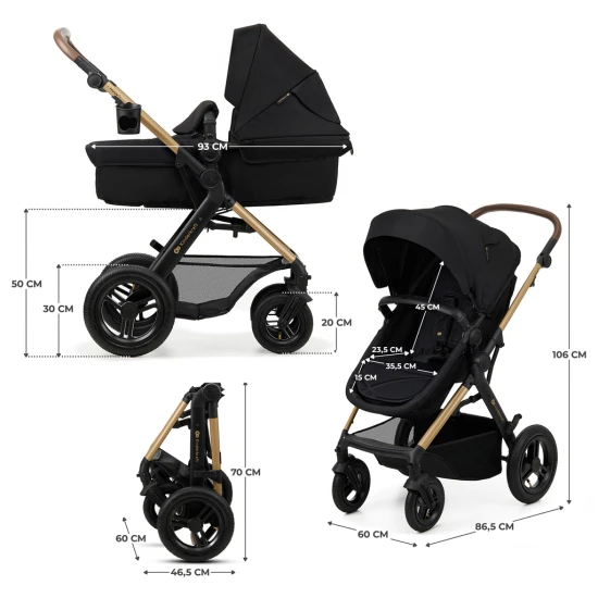 Kočík kombinovaný Moov 2 Air 3v1 Pure Black Kinderkraft KSMOOV02BLK0000