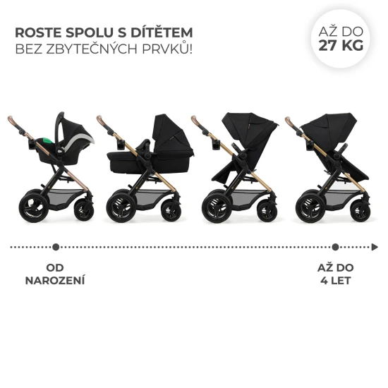 Kočík kombinovaný Moov 2 Air 3v1 Pure Black Kinderkraft KSMOOV02BLK0000