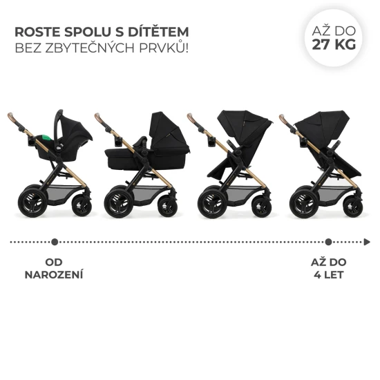 Kočík kombinovaný Moov 2 Air 3v1 Pure Black Kinderkraft KSMOOV02BLK0000