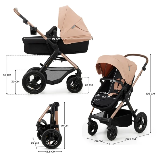 Kočík kombinovaný Moov 2 Air 3v1 Sand Beige Kinderkraft KSMOOV02BEG0000