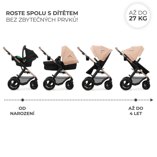 Kočík kombinovaný Moov 2 Air 3v1 Sand Beige Kinderkraft KSMOOV02BEG0000
