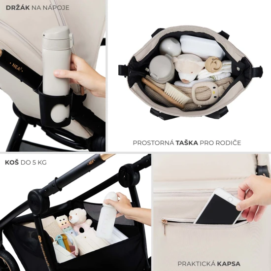 Kočík kombinovaný Nea 2 2v1 Dark Grey Kinderkraft KSNEA002DGR2000