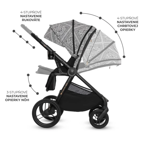 Kočík kombinovaný Nea 2 2v1 Lunar Black Bizuu Kinderkraft KSNEA002BLKBI00