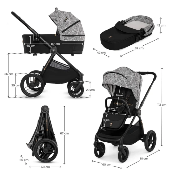 Kočík kombinovaný Nea 2 2v1 Lunar Black Bizuu Kinderkraft KSNEA002BLKBI00