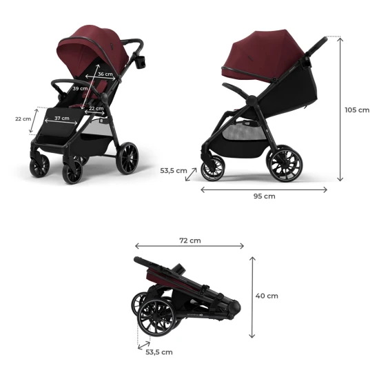 Kočík športový Grande 2 Dark Ruby Kinderkraft KSGRAN02BRG0000