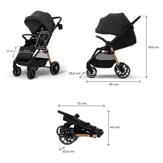 Kočík športový Grande 2 Midnight Black Kinderkraft KSGRAN02BLK0000