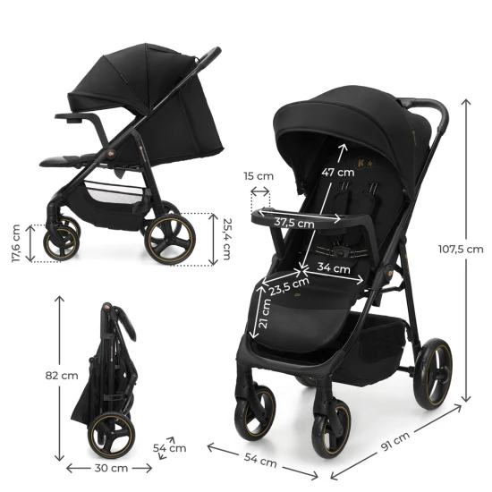 Kočík športový Trig 3 Tray Onyx Black Kinderkraft KSTRIG03BLK000T