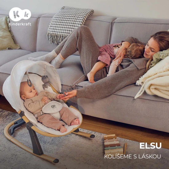 Lehátko Elsu Grey, do 9kg Kinderkraft KBELSU00GRY0000