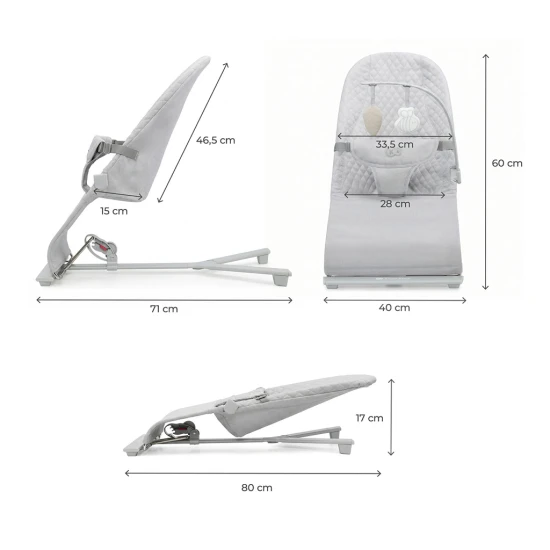 Lehátko pohupujúce Mimi Light grey, do 9 kg Kinderkraft KBMIMI00LGR0000