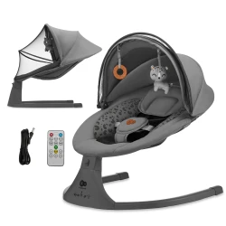 Lehátko pohupujúce s melódiou 2v1 Lumi, do 9 kg, Premium Dark Grey