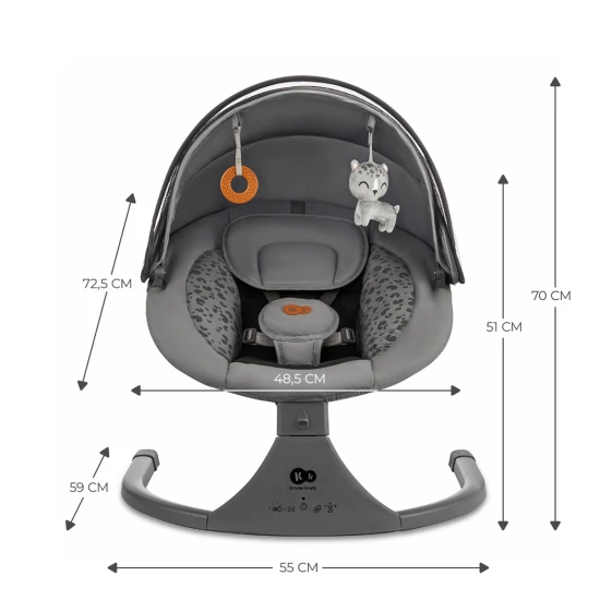 Lehátko pohupujúce s melódiou 2v1 Lumi, do 9 kg, Premium Dark Grey Kinderkraft KBLUMI02DGR0000