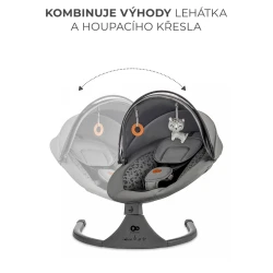 Lehátko pohupujúce s melódiou 2v1 Lumi, do 9 kg, Premium Dark Grey