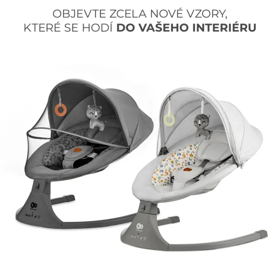 Lehátko pohupujúce s melódiou 2v1 Lumi, do 9 kg, Premium Dark Grey Kinderkraft KBLUMI02DGR0000