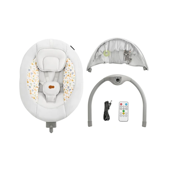 Lehátko pohupujúce s melódiou 2v1 Lumi, do 9 kg, Premium Light Grey Kinderkraft KBLUMI02LGR0000