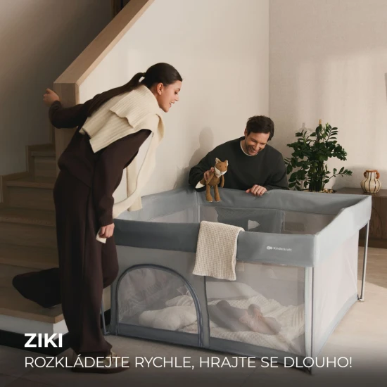 Ohrádka pre deti skladacia Ziki Light Grey Kinderkraft KLZIKI00GRY0000